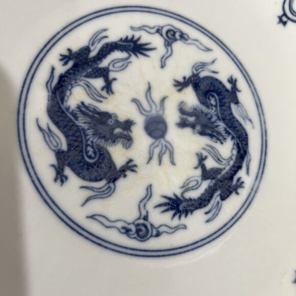 Pier 1 Imports Plates Chinese Blue Double Dragons Set of 4 (2 ~8.75" & 2 ~ 7.5") - Picture 9 of 16